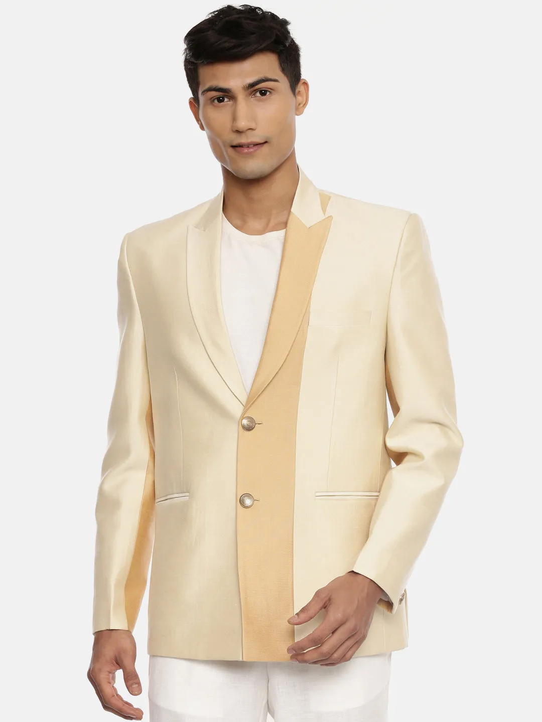 Men's Gold and Beige Formal Jacket  - MMJ083