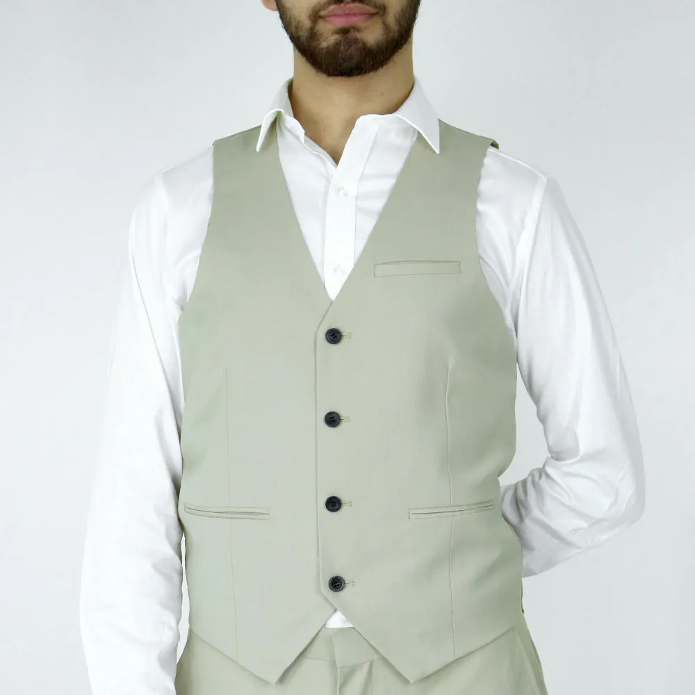 Men's Plain Slim-Fit Suit Vest,Beige