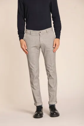 Milano pantalone chino uomo in gabardina stretch con fantasia pied de poule extra slim