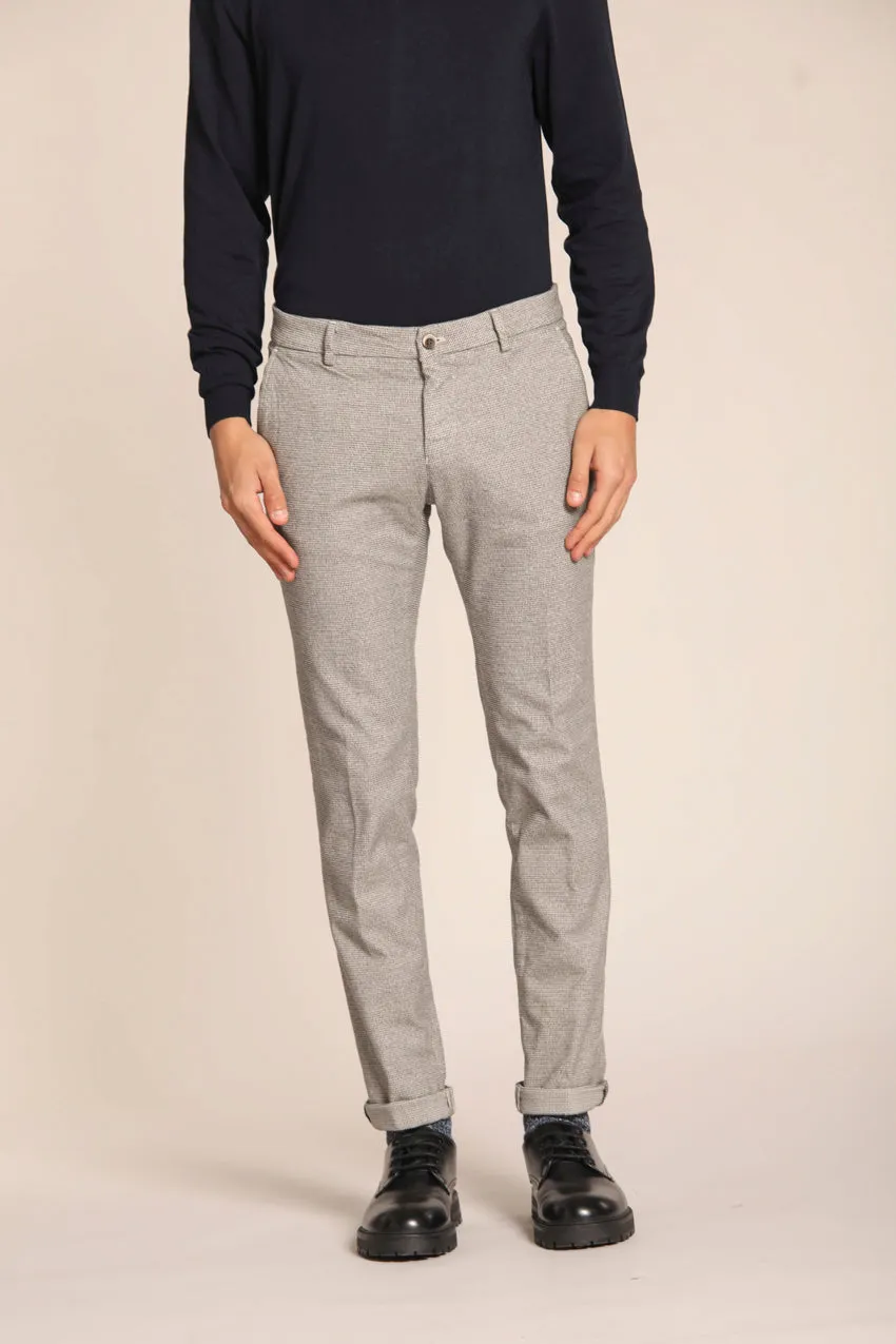Milano pantalone chino uomo in gabardina stretch con fantasia pied de poule extra slim