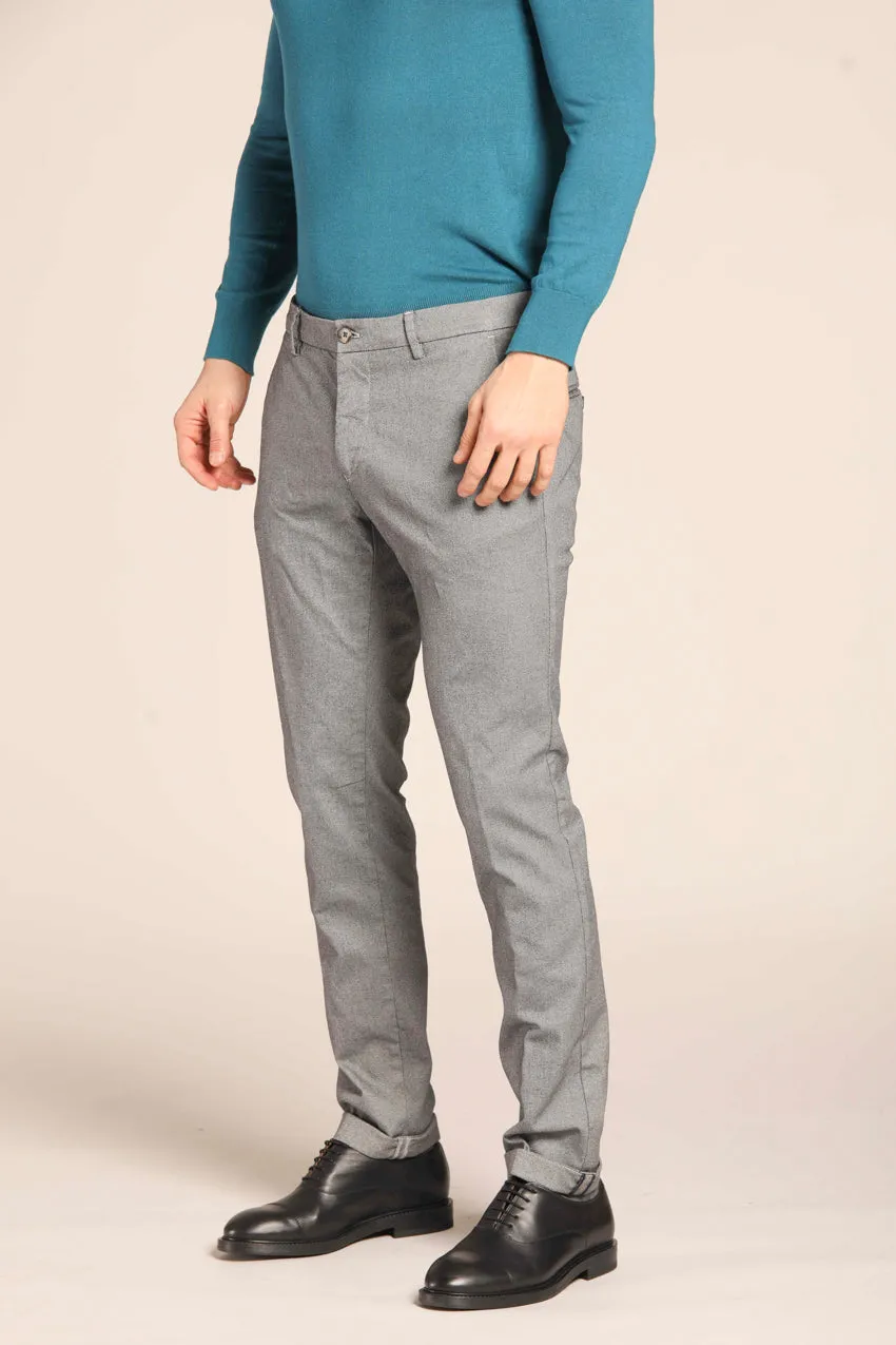 Milano pantalone chino uomo in gabardina stretch con microfantasia extra slim