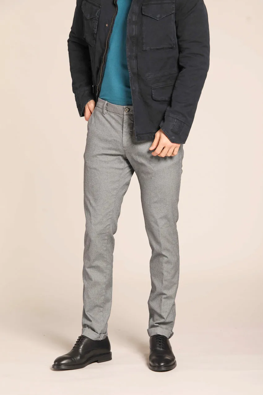 Milano pantalone chino uomo in gabardina stretch con microfantasia extra slim