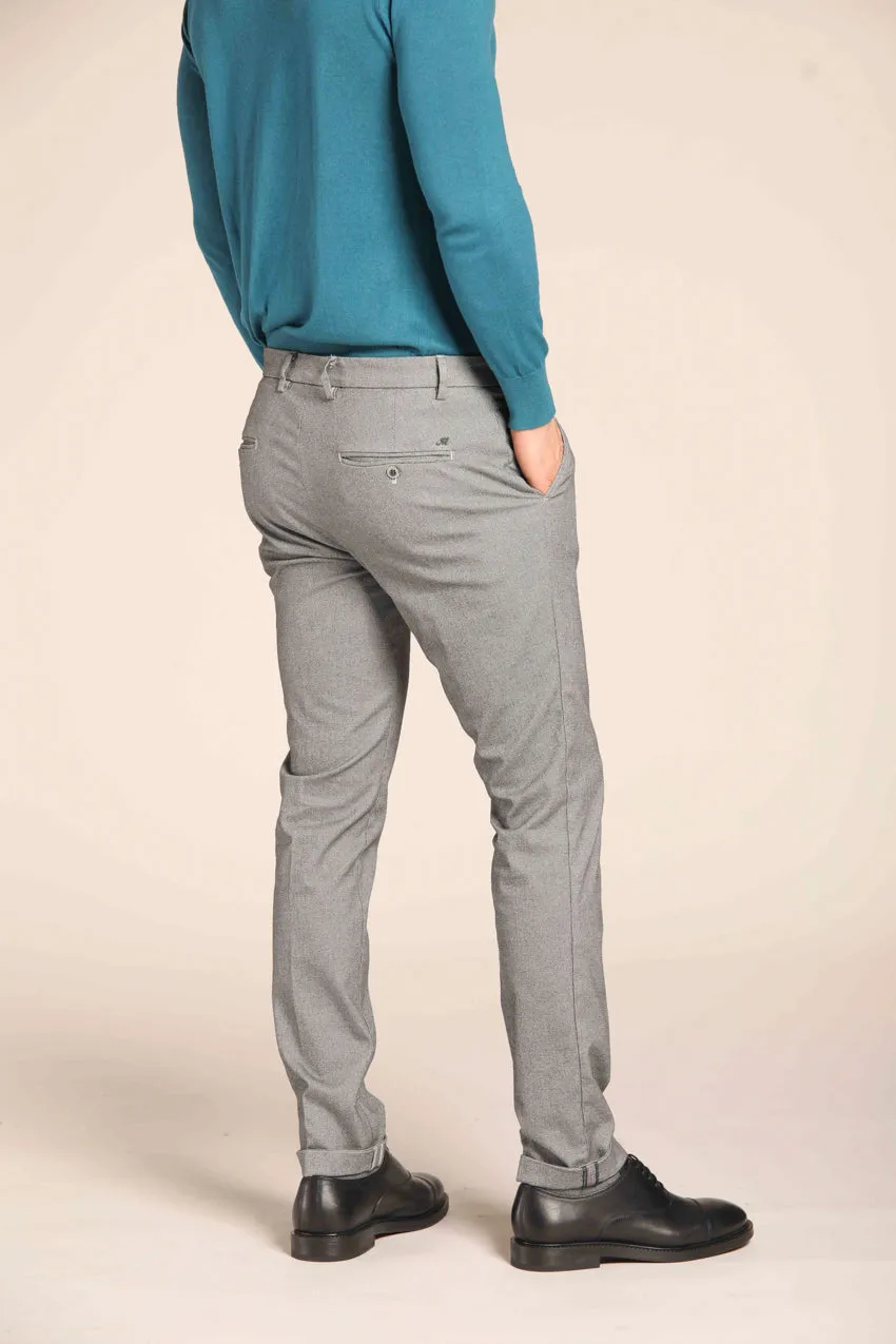 Milano pantalone chino uomo in gabardina stretch con microfantasia extra slim
