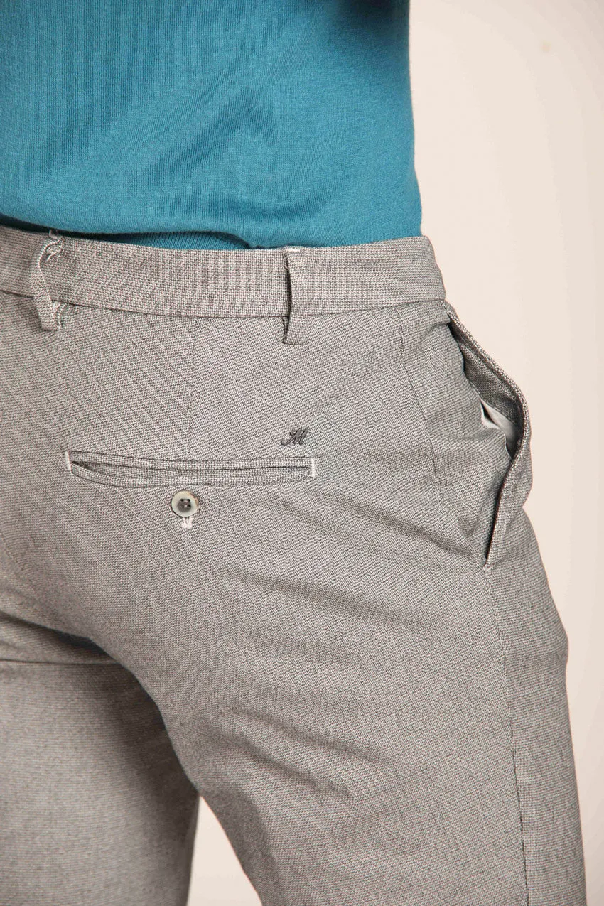 Milano pantalone chino uomo in gabardina stretch con microfantasia extra slim