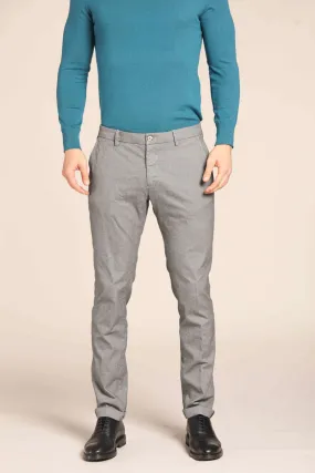 Milano pantalone chino uomo in gabardina stretch con microfantasia extra slim