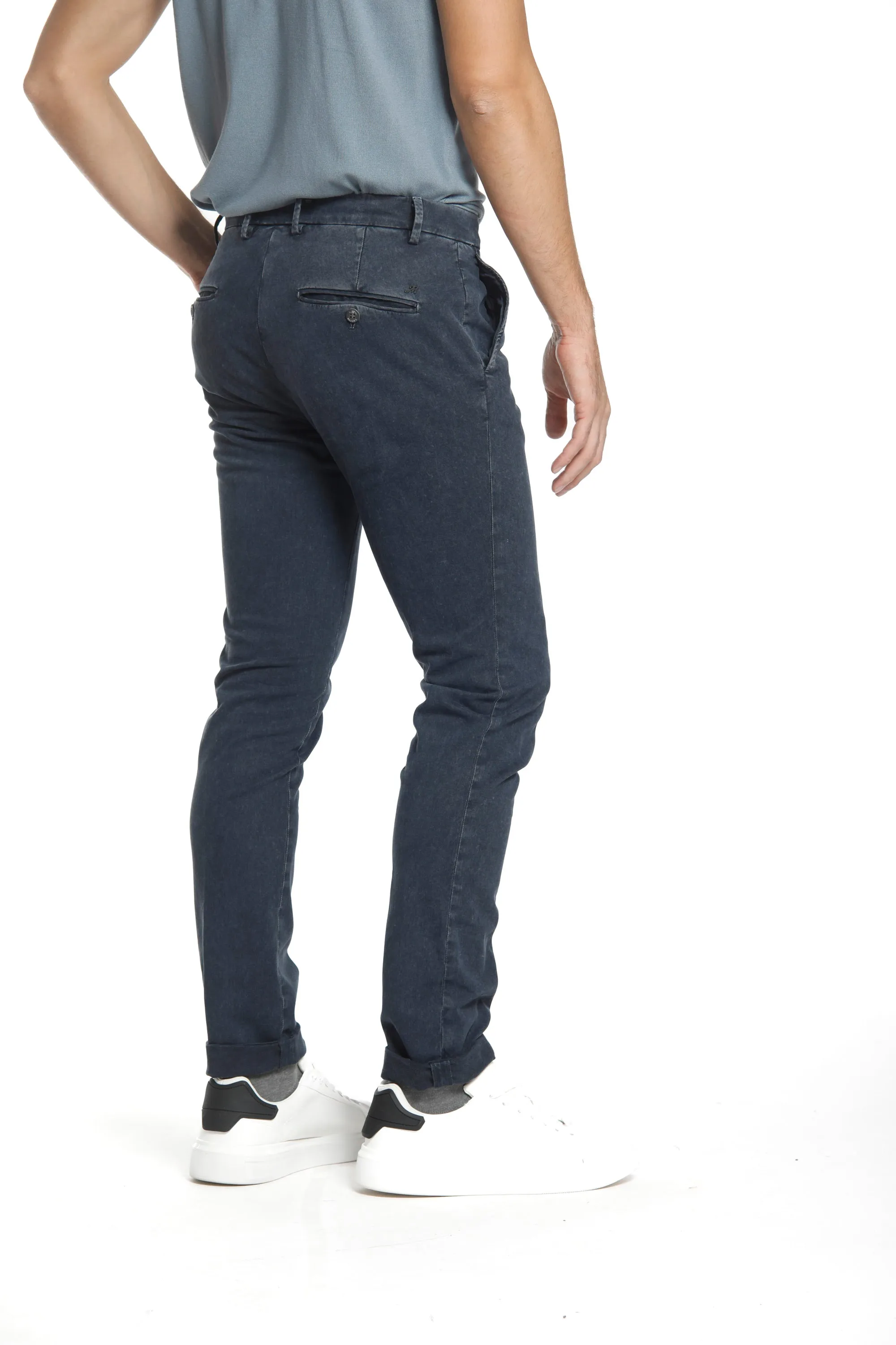 Milano Style Essential pantalone chino uomo in gabardina modal stretch extra slim Special Washing