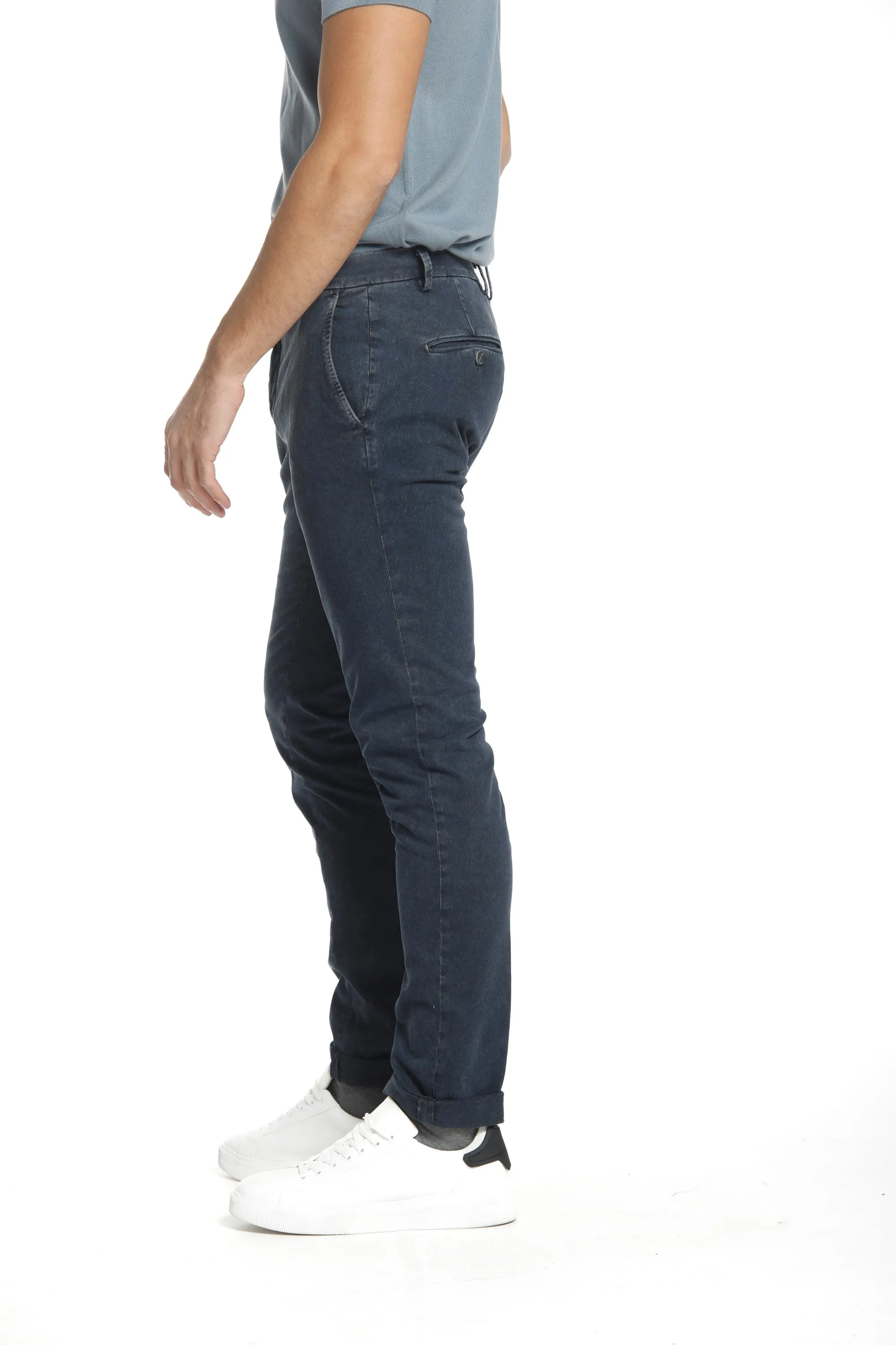 Milano Style Essential pantalone chino uomo in gabardina modal stretch extra slim Special Washing