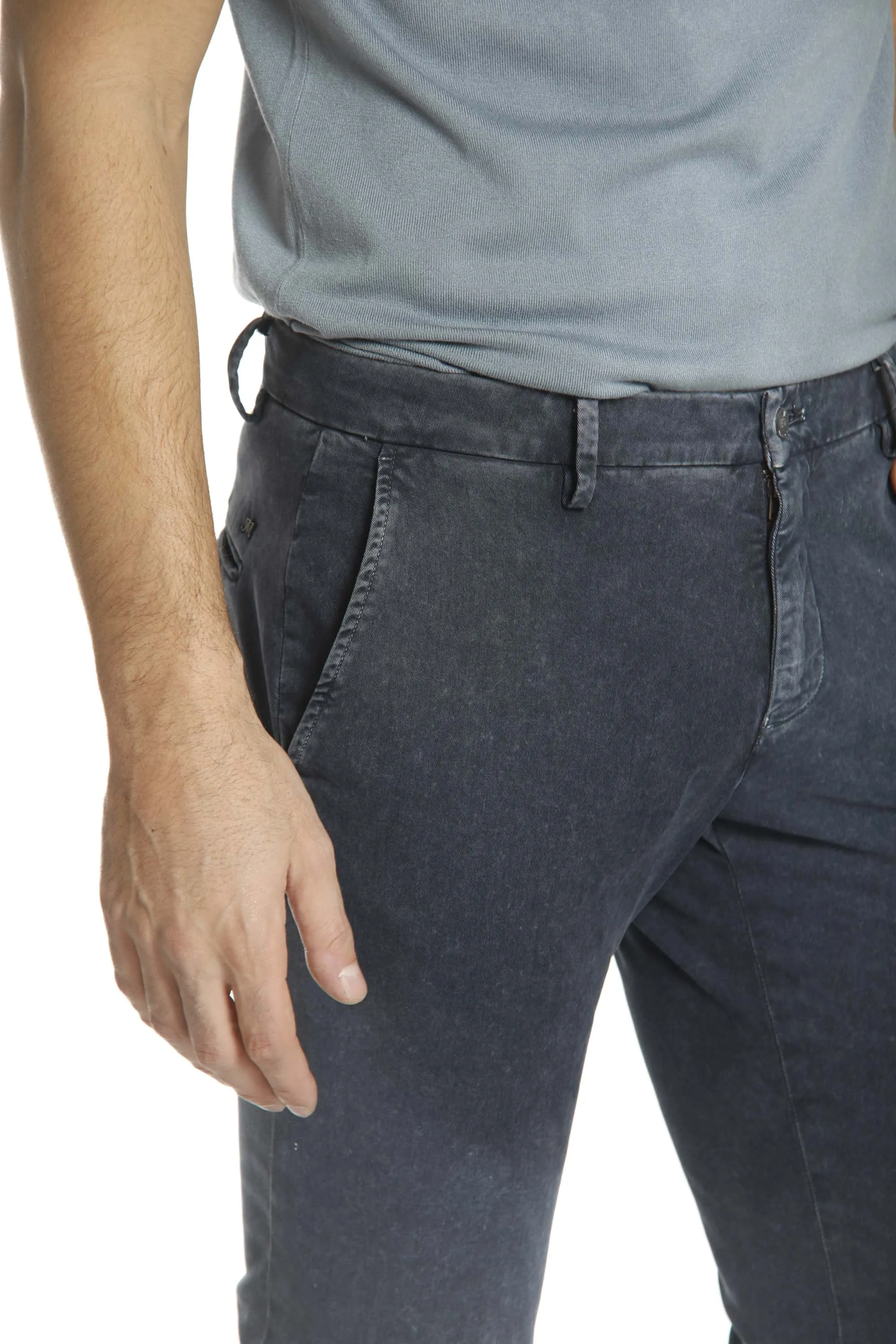 Milano Style Essential pantalone chino uomo in gabardina modal stretch extra slim Special Washing