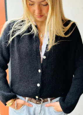 Mohair mix cardigan in Black