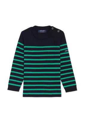 Moussaillon striped sailor jumper for kids - in blended wool (MARINE/TREFLE)