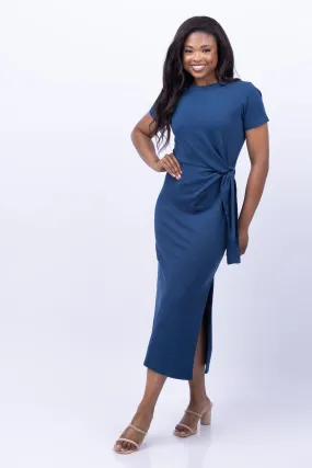 NATION LTD Lavi Tied T-Shirt Dress in Deep Space