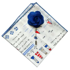 Nautical Pocket Square   Royal Blue Lapel Pin