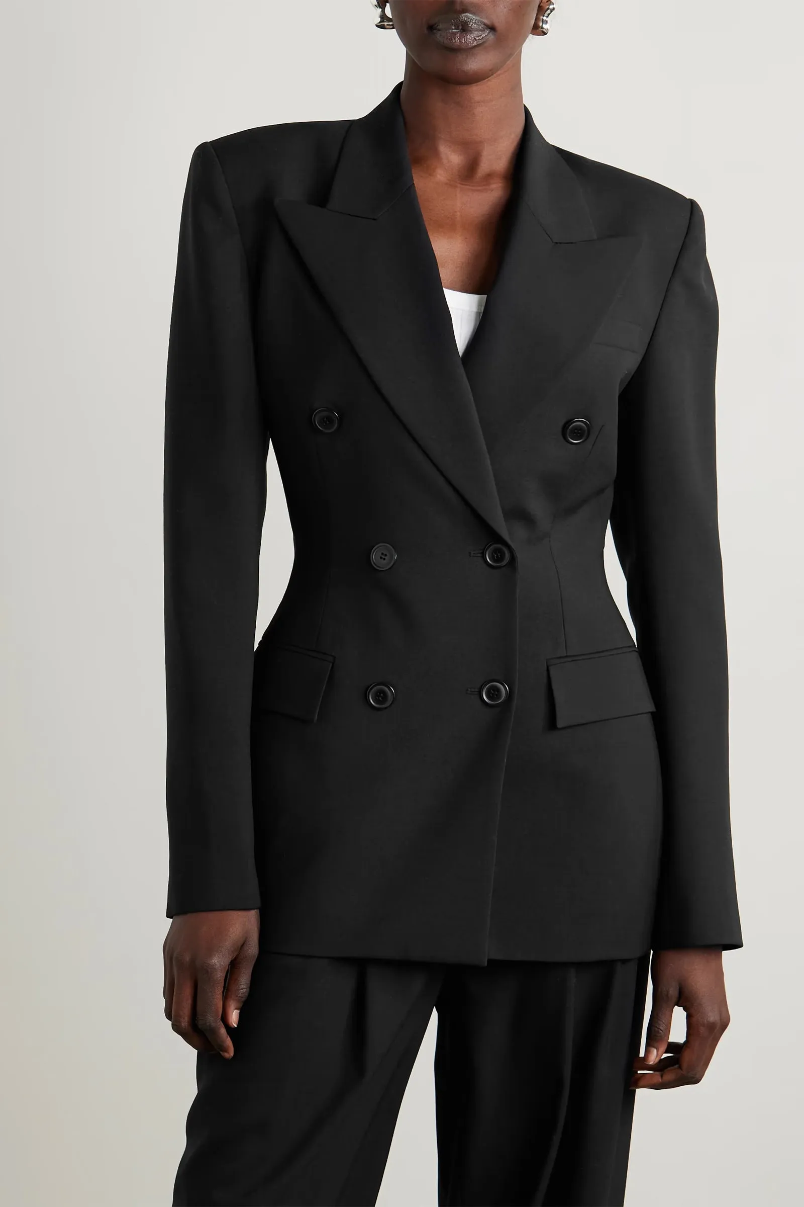   NET SUSTAIN Milles Double-breasted Grain De Poudre Wool Blazer