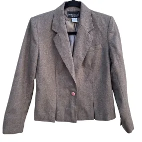 Nordstrom Point Of View Vintage Womens Brown Single Breasted Wool Blazer Jacket 4