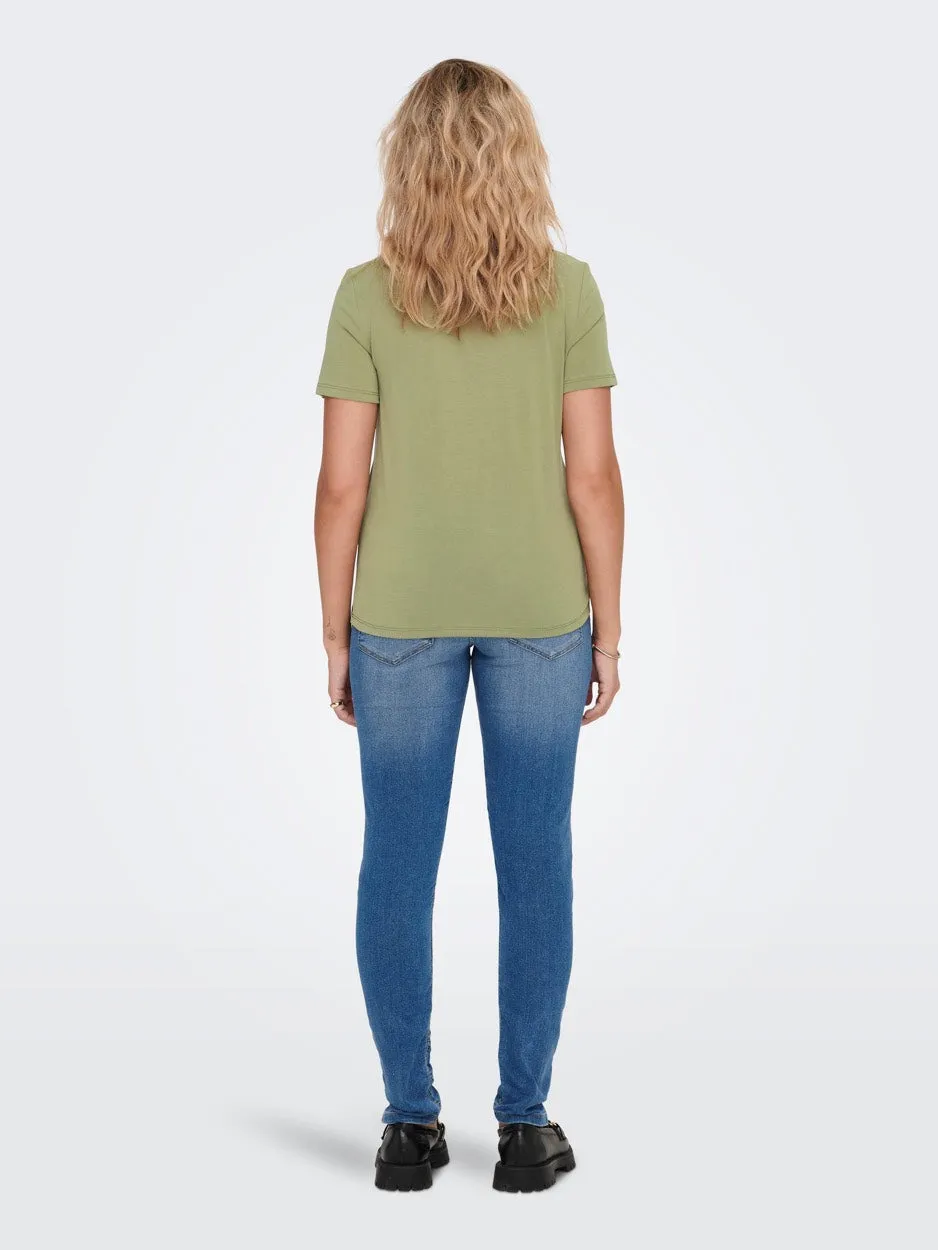 Onlfree S/s Modal Print Top Box Jrs - Olijf
