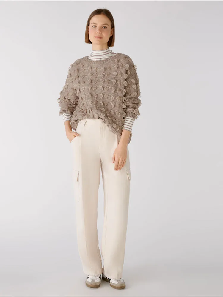 Oui Textured Jumper Taupe