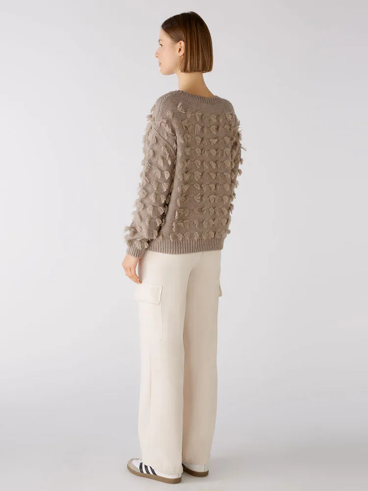 Oui Textured Jumper Taupe