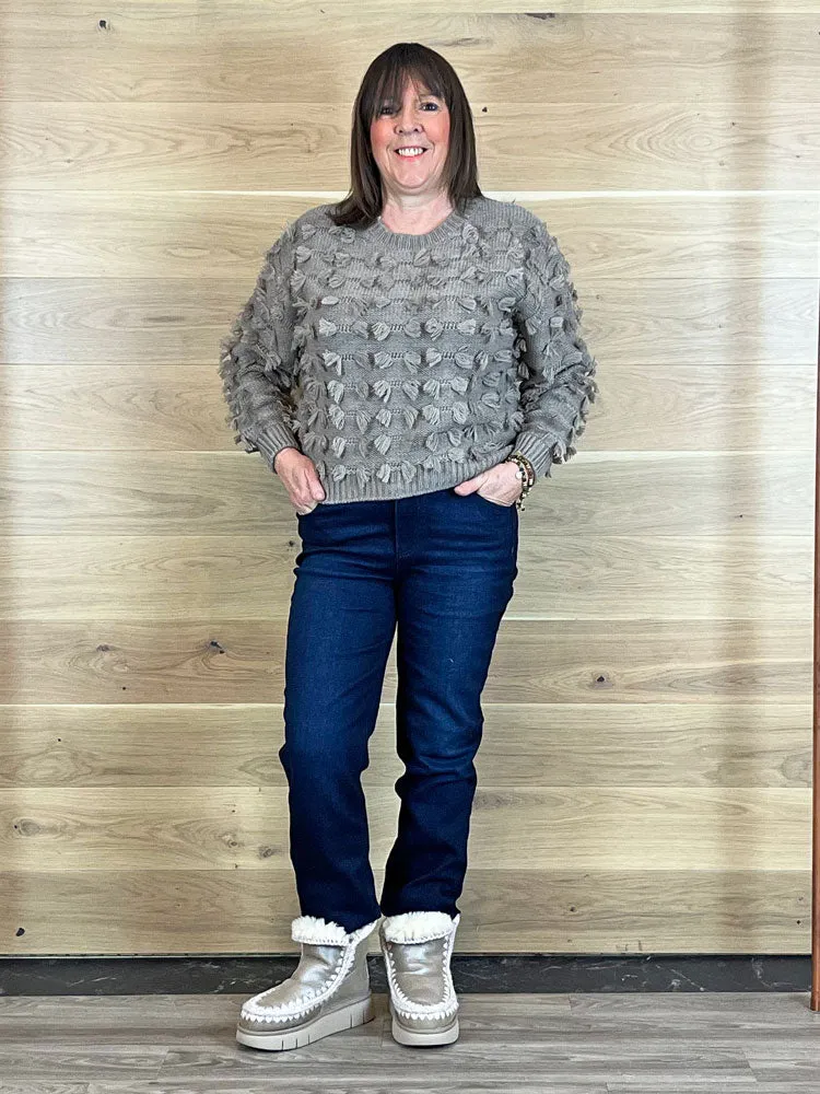 Oui Textured Jumper Taupe