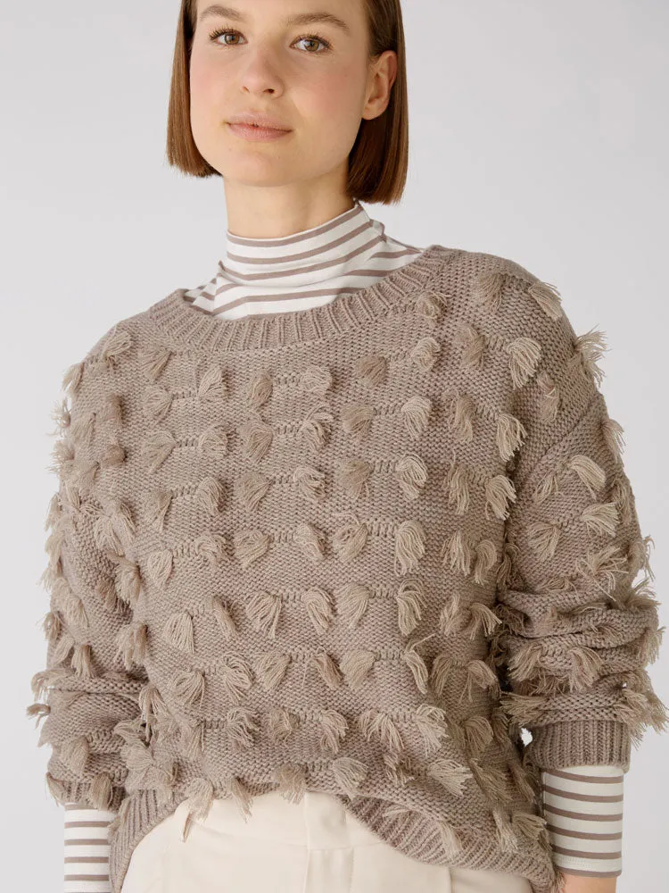 Oui Textured Jumper Taupe