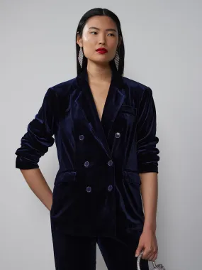 Oversized Double Breasted Velvet Blazer