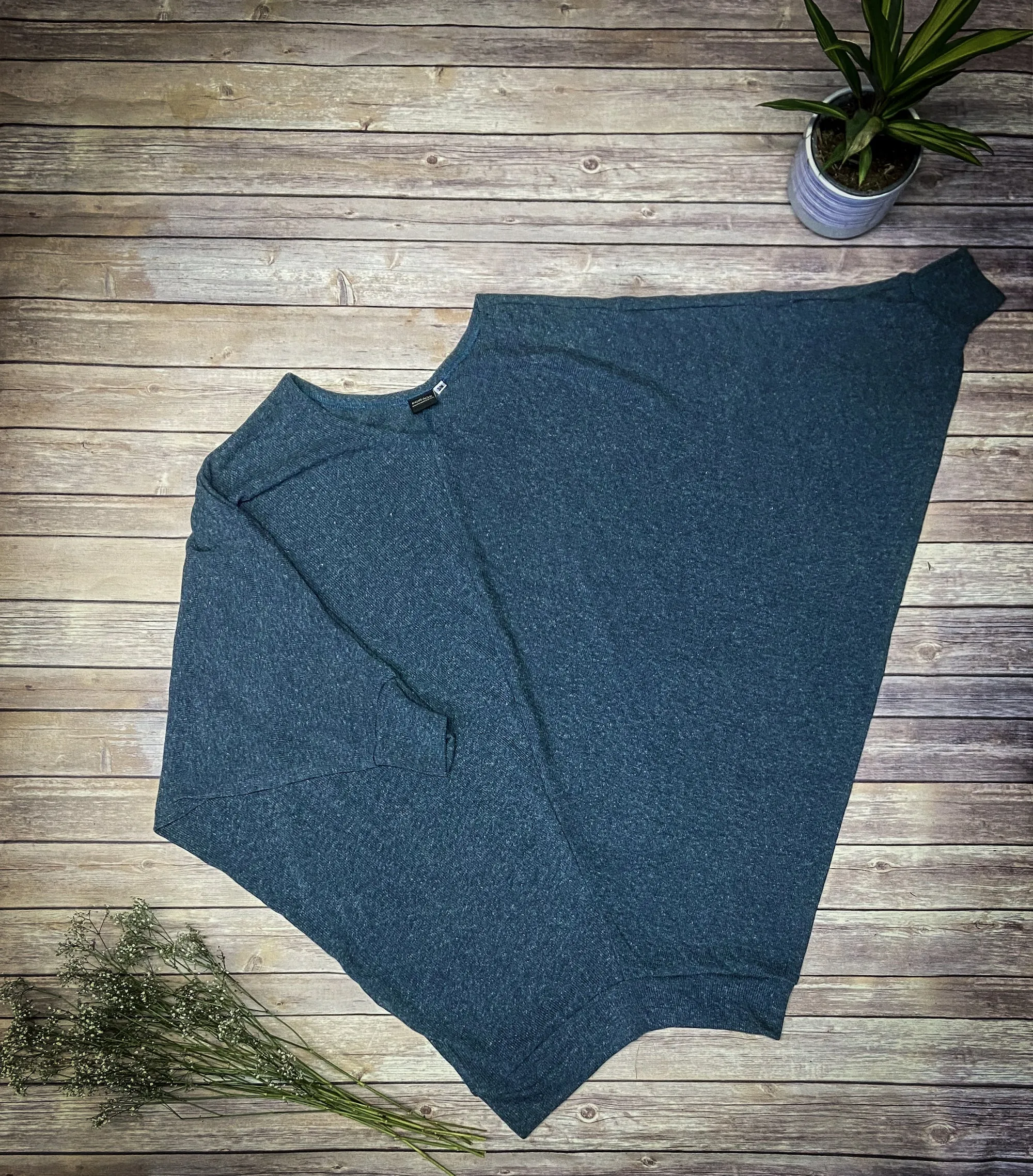 Oversized Drop Shoulder Jumper Dress - Blue
