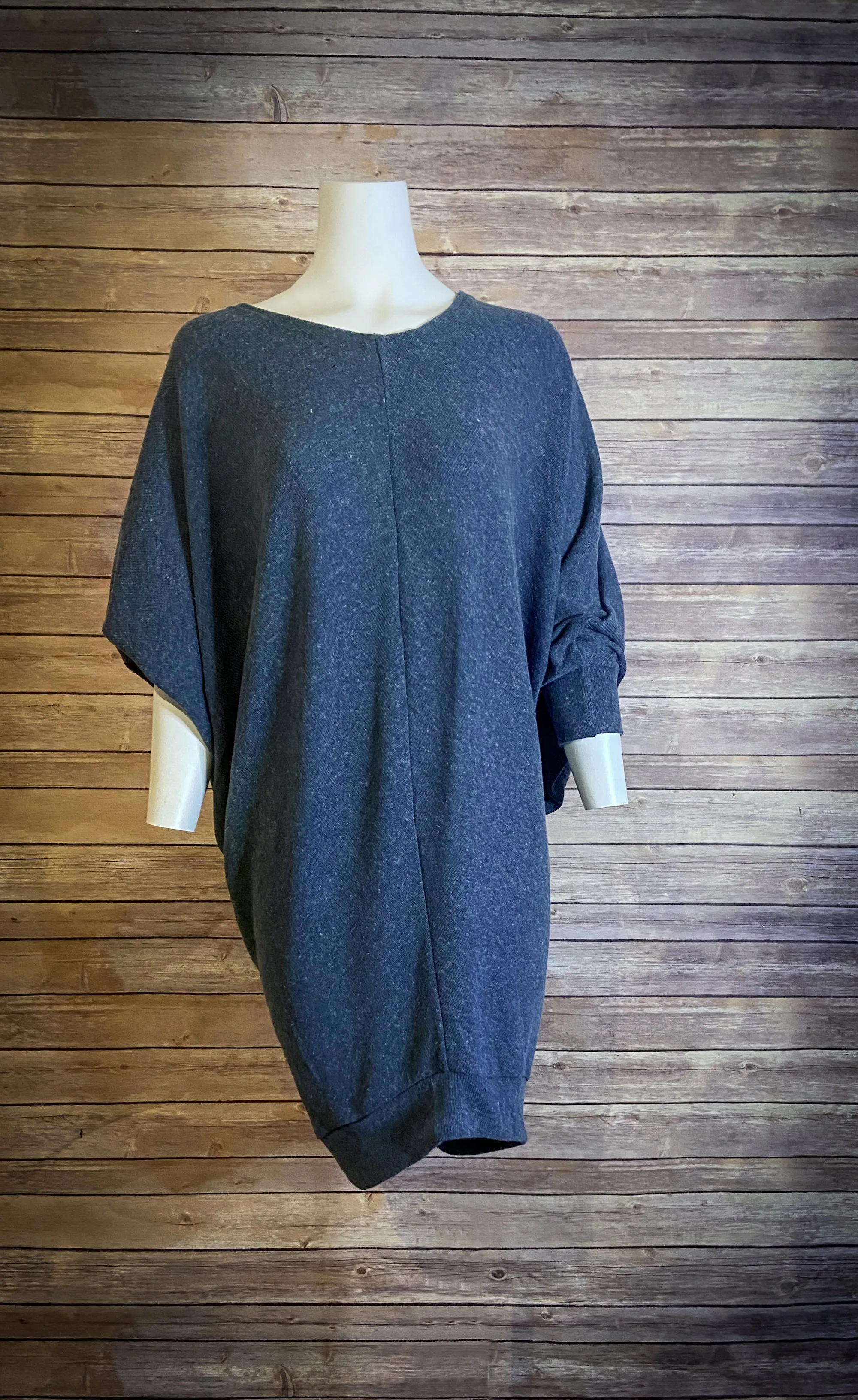 Oversized Drop Shoulder Jumper Dress - Blue