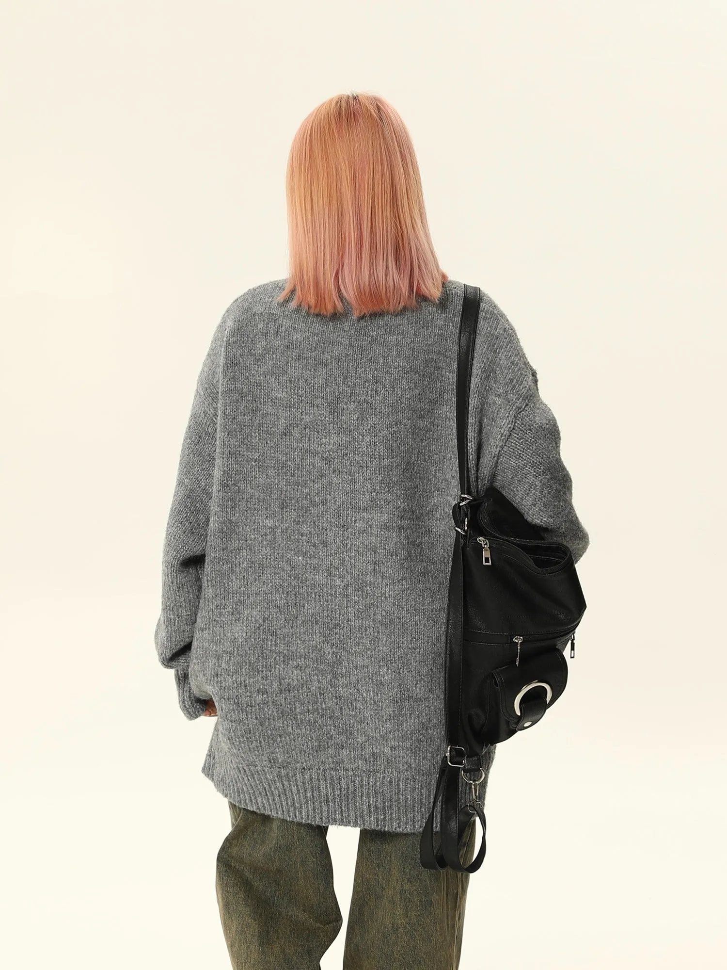 Oversized V-Neck Button Cardigan