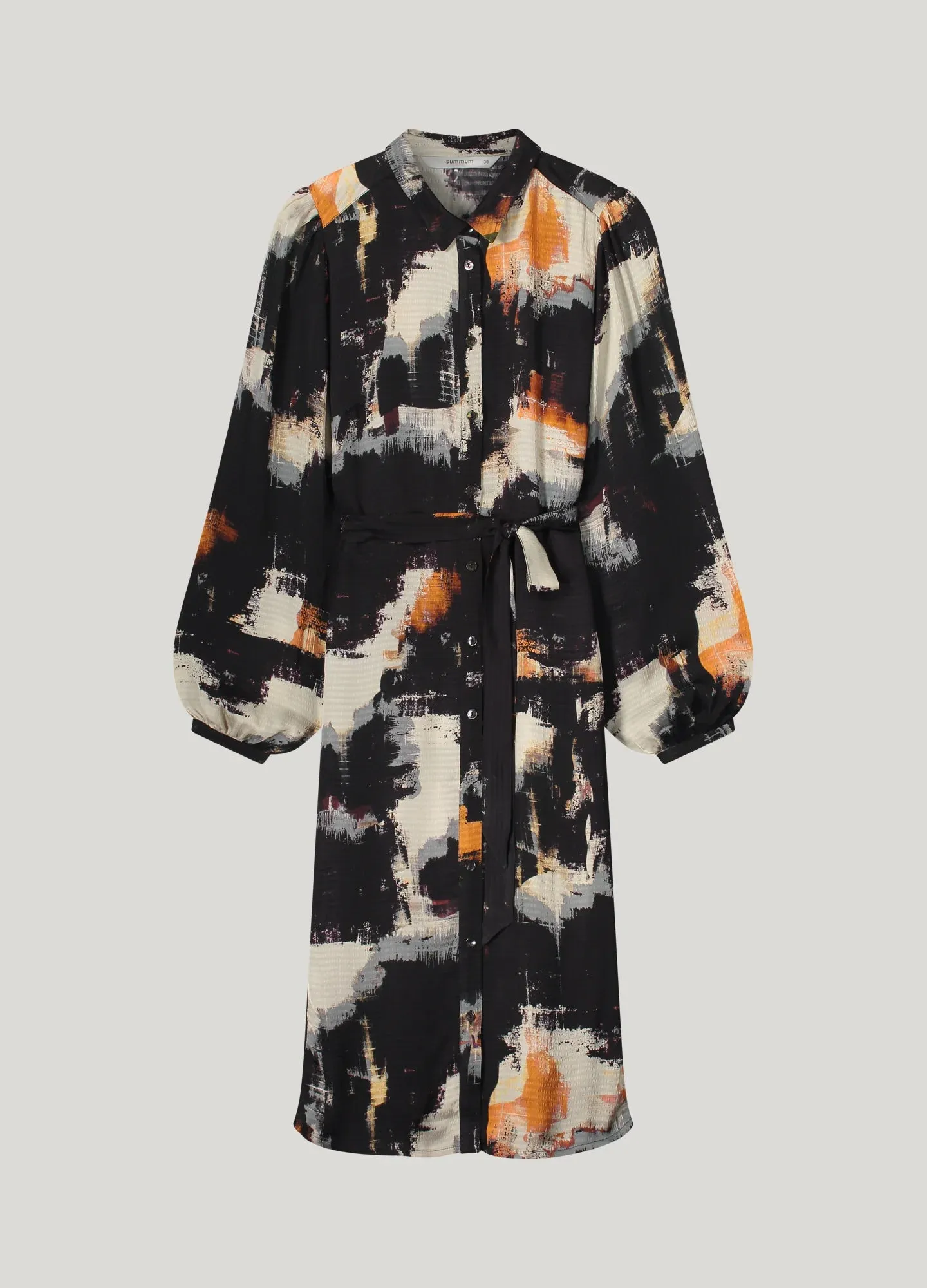 Painted Print Shirt Dress in Black