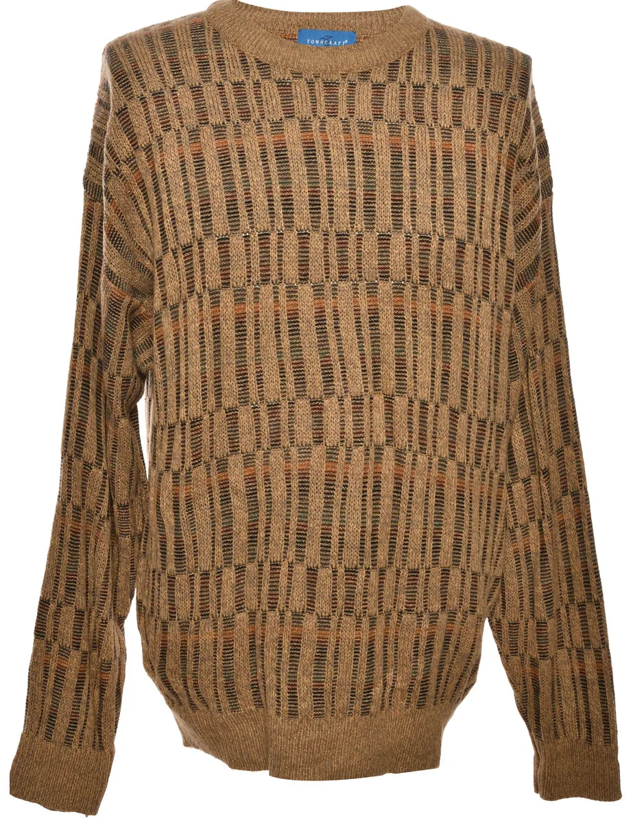 Patterned Brown Jumper - M