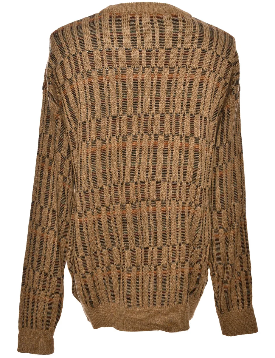 Patterned Brown Jumper - M