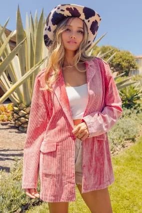 Pink Trendy Button Up Long Sleeve Blazer