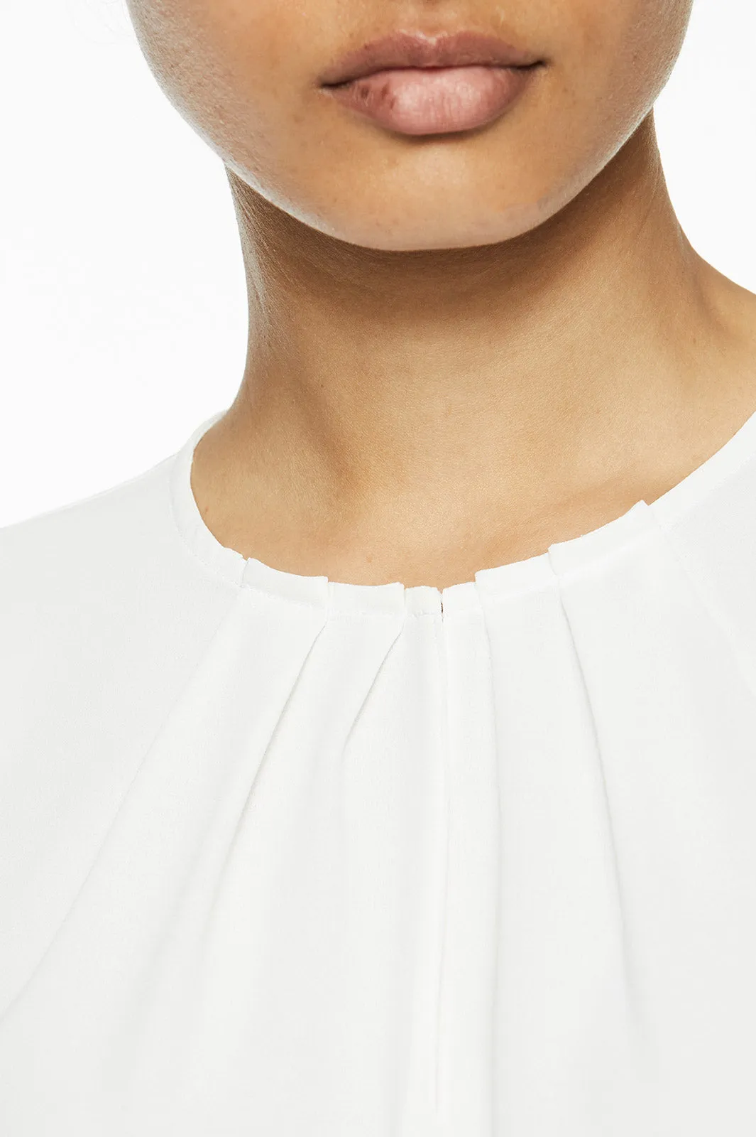 Pleat Neck Crepe de Chine Blouse