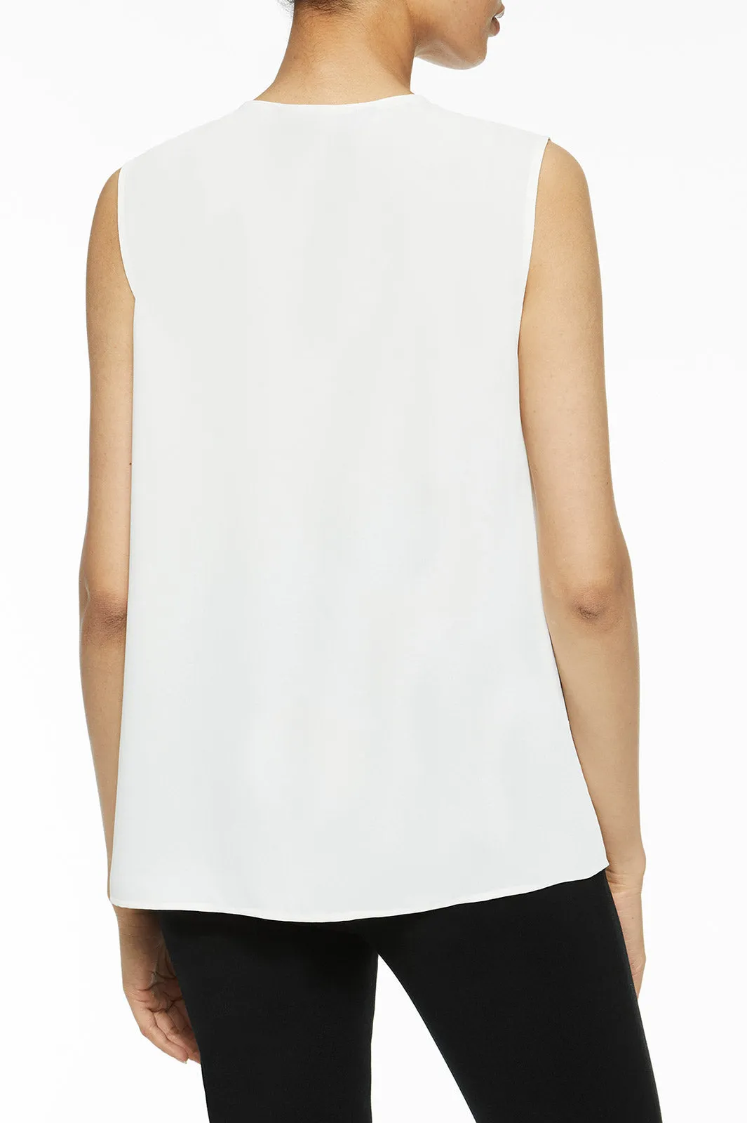 Pleat Neck Crepe de Chine Blouse