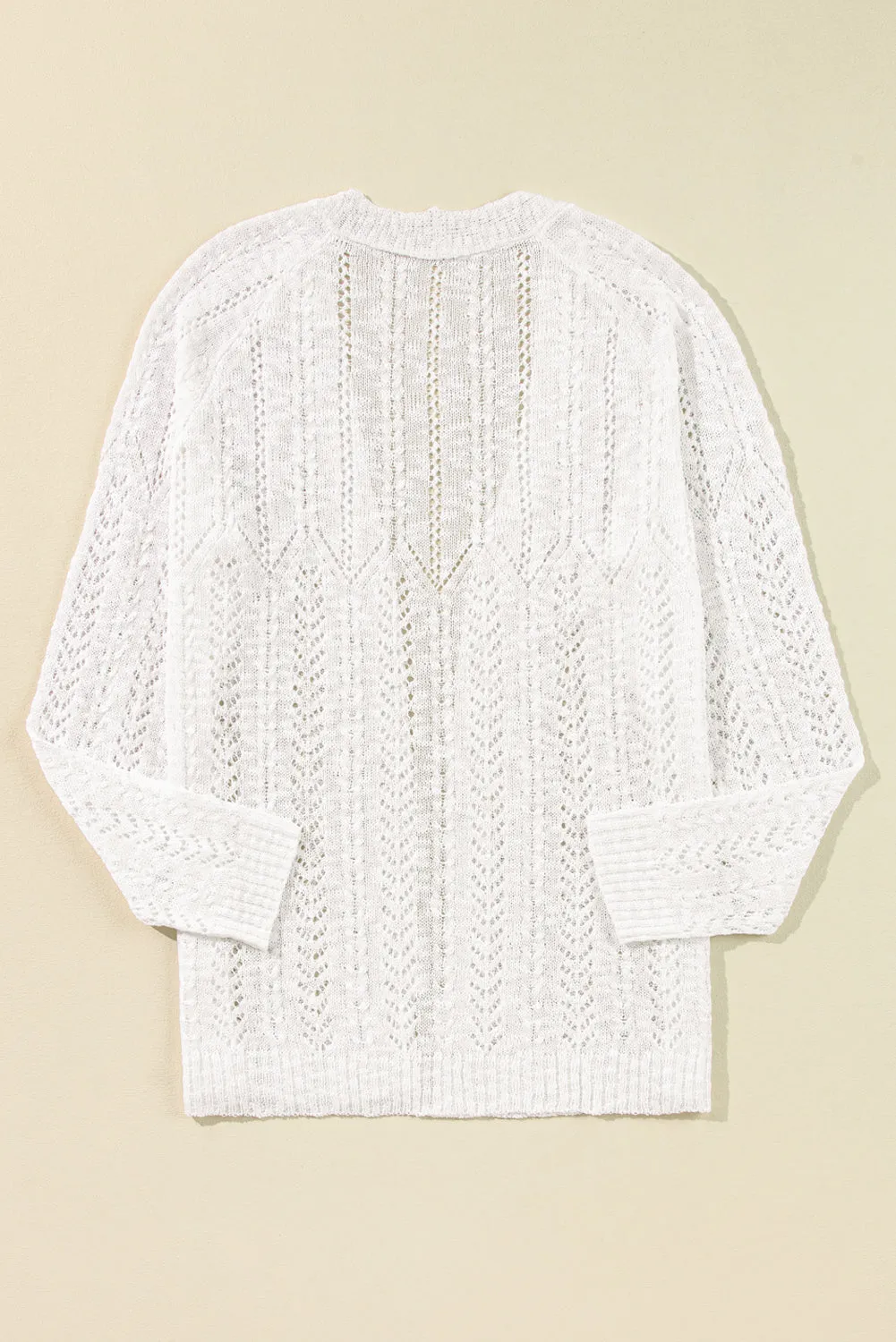 Plus Size Eyelet Knit Cardigan