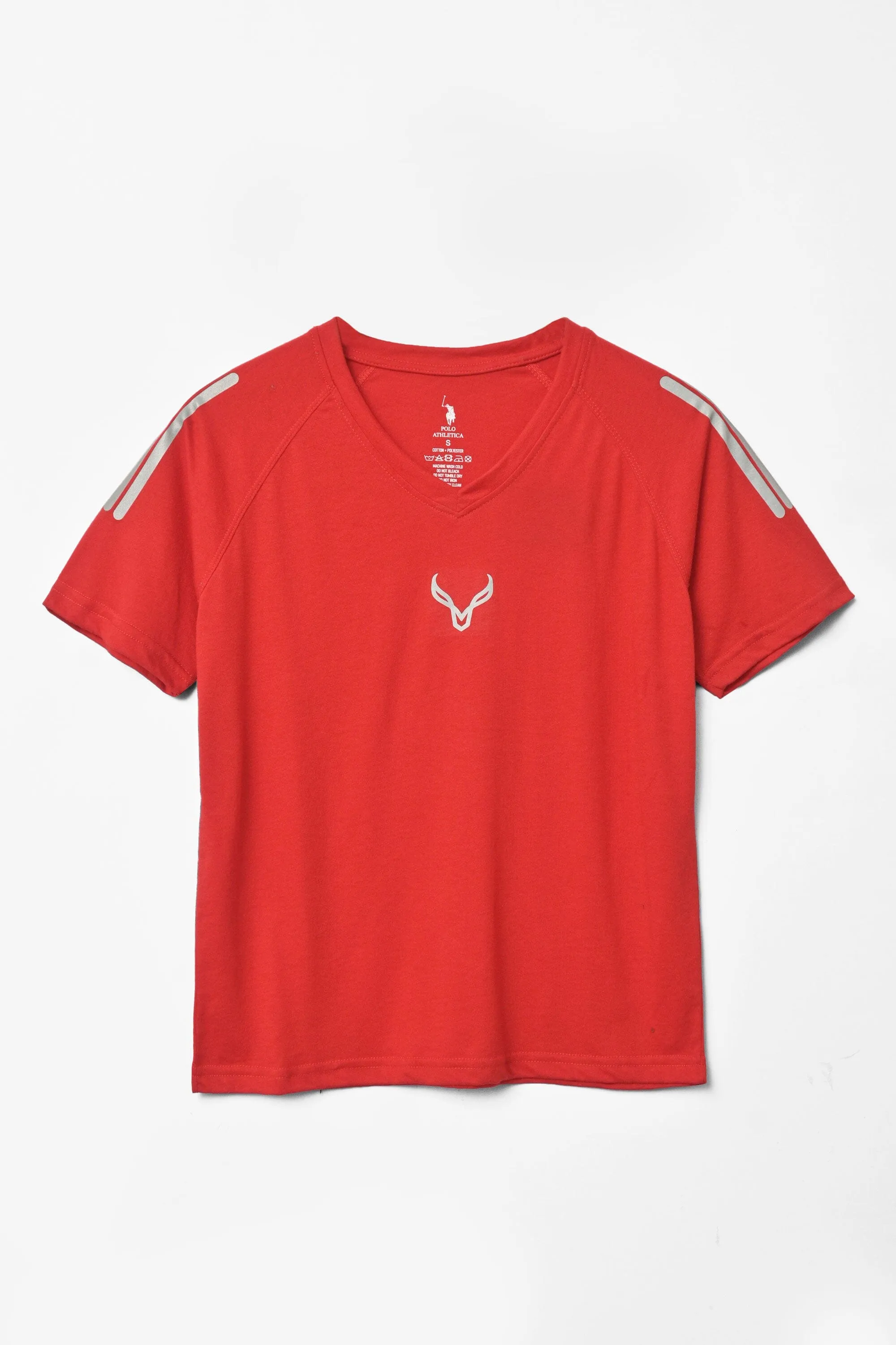 Polo Athletica Women's V-Neck Logo Reflector Short Sleeve Tee Shirt