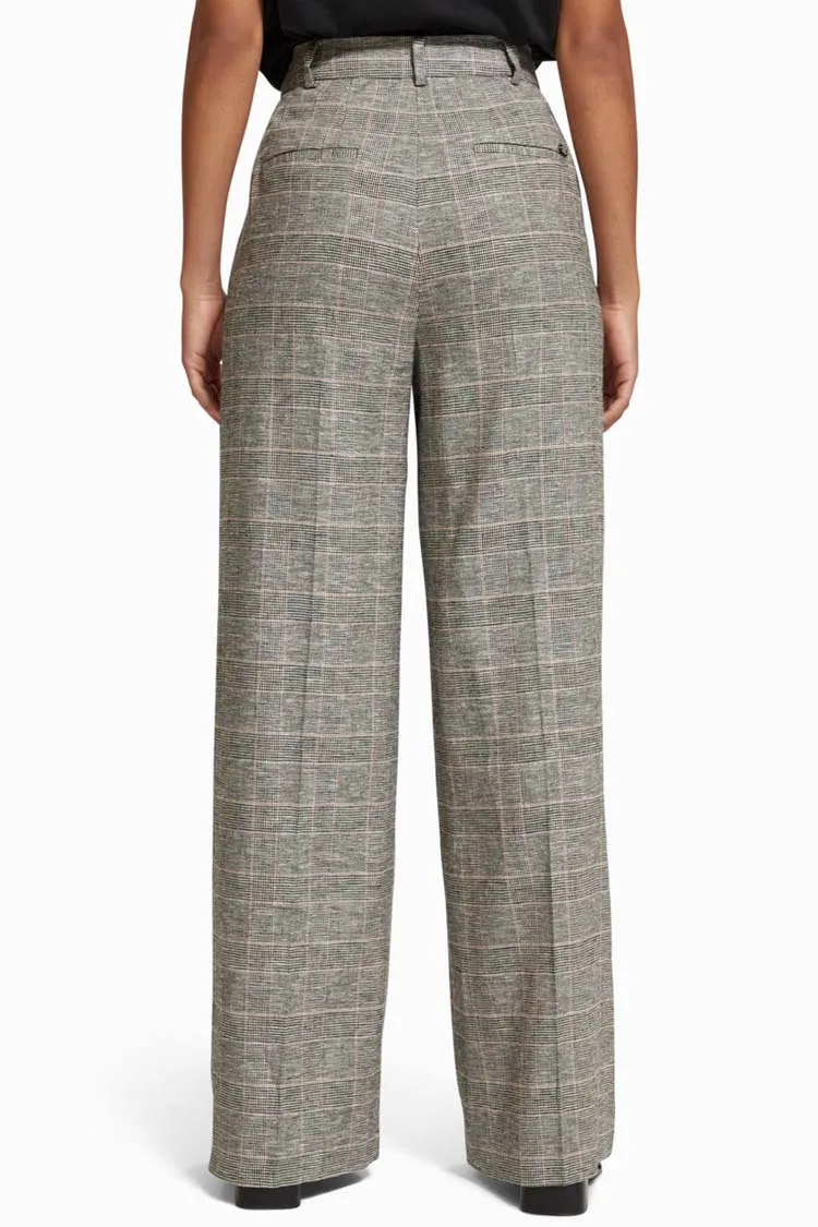 Prince of Wales Check High Rise Wide Leg Pant
