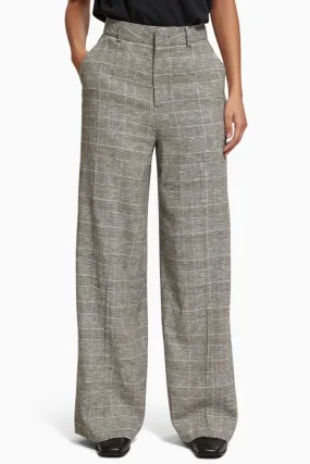 Prince of Wales Check High Rise Wide Leg Pant