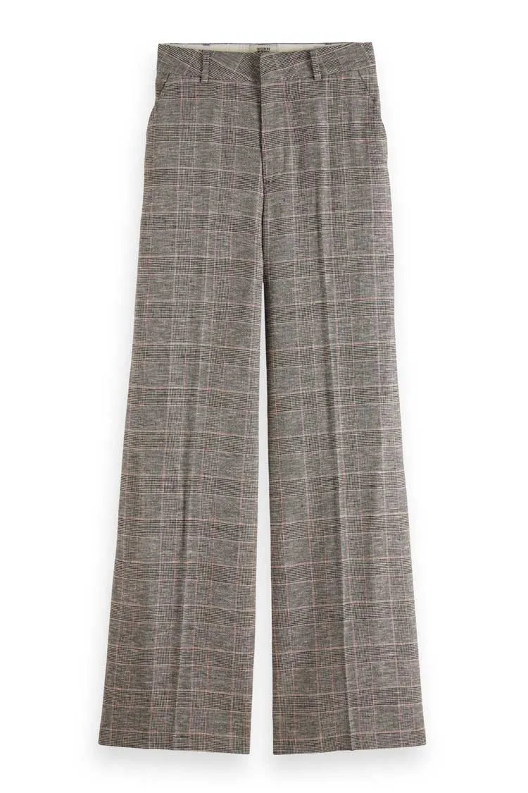Prince of Wales Check High Rise Wide Leg Pant