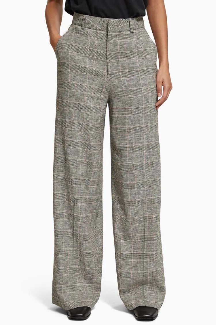 Prince of Wales Check High Rise Wide Leg Pant