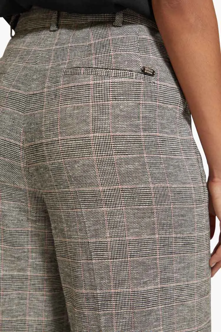 Prince of Wales Check High Rise Wide Leg Pant