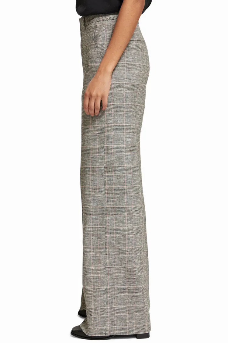 Prince of Wales Check High Rise Wide Leg Pant
