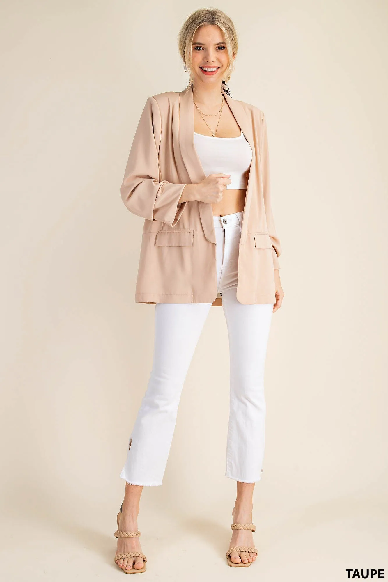 PRINTED LINED OPEN BLAZER