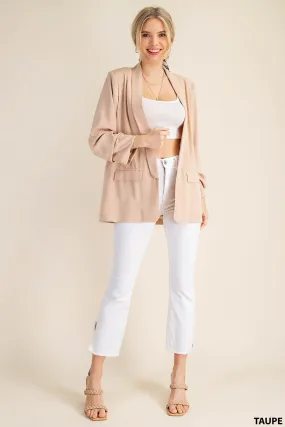 PRINTED LINED OPEN BLAZER