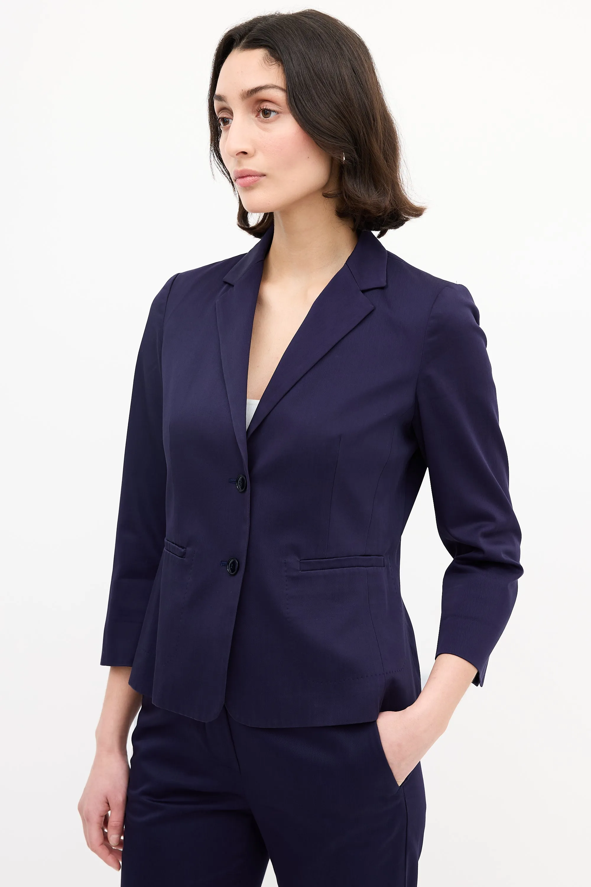 Purple Cotton Slim Suit