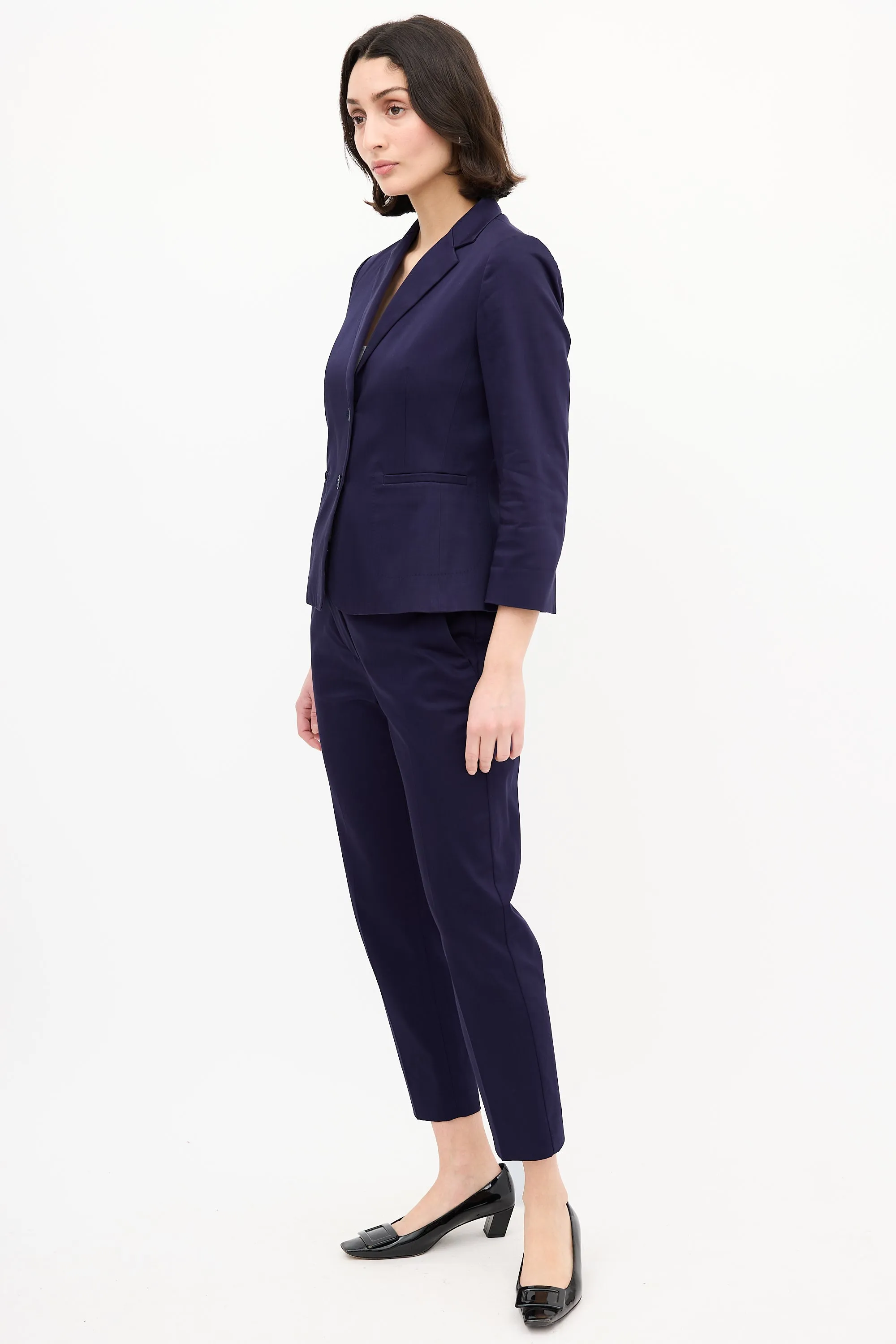 Purple Cotton Slim Suit