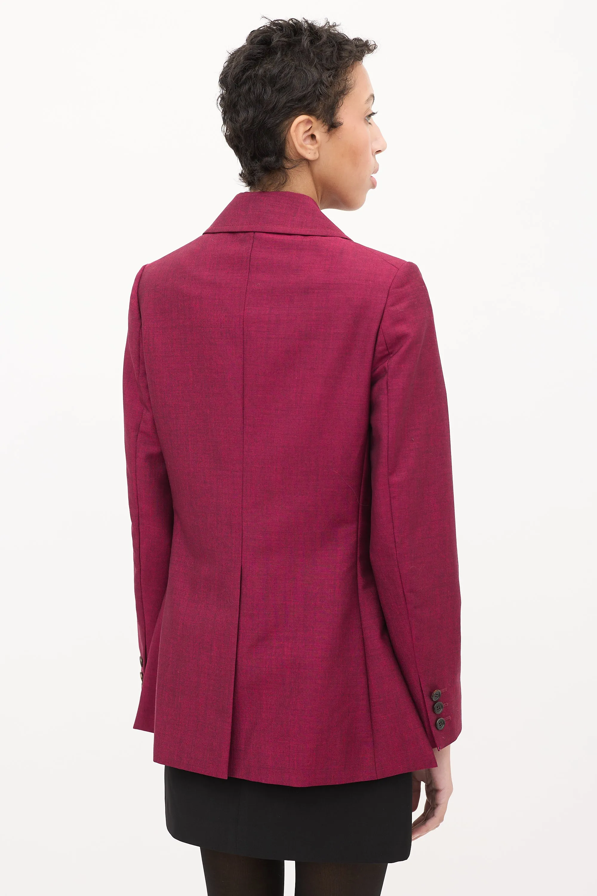 Purple Mohair & Wool Point Collar Blazer