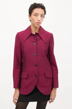 Purple Mohair & Wool Point Collar Blazer
