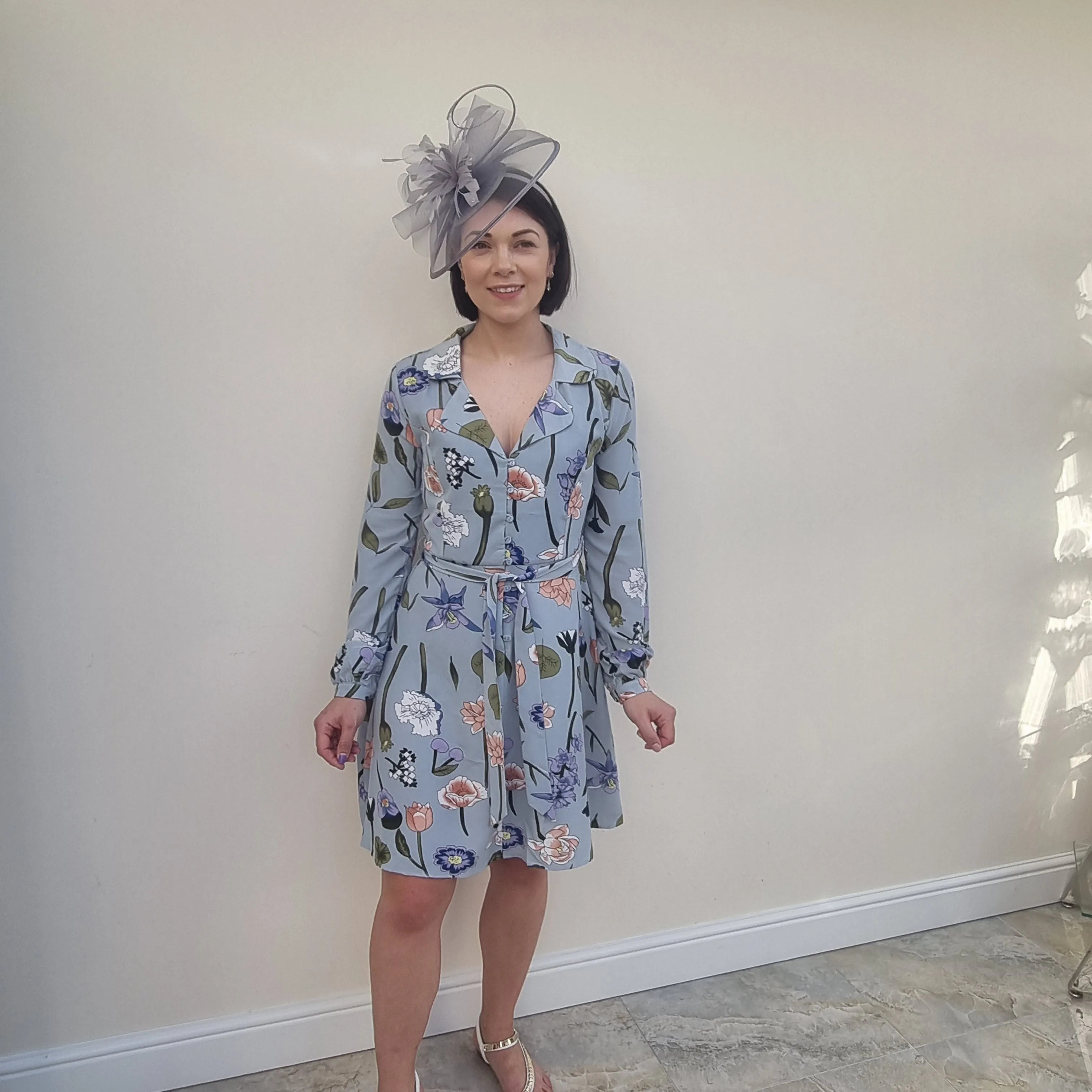 QED London Button front floral shirt dress