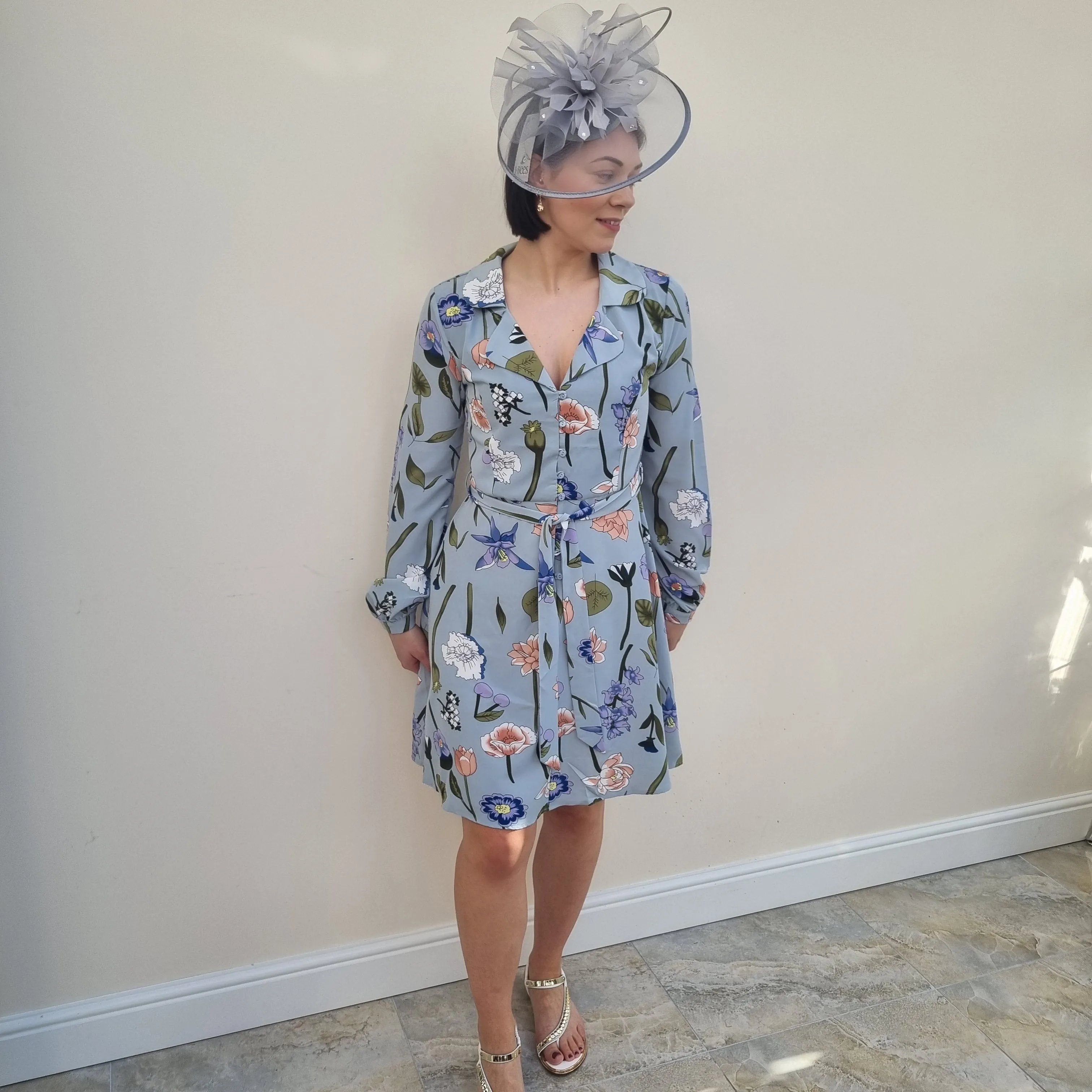 QED London Button front floral shirt dress
