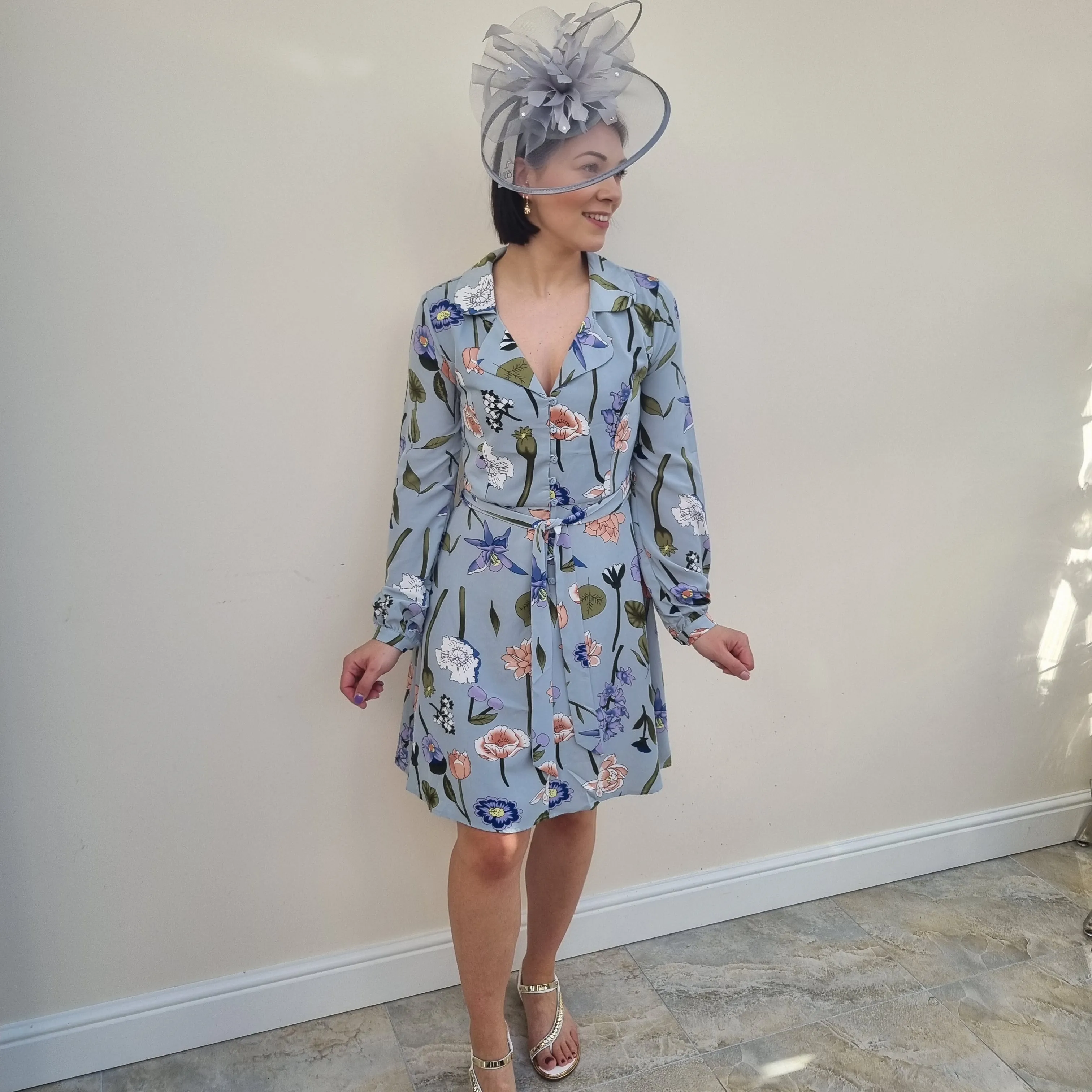 QED London Button front floral shirt dress